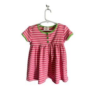 Hanna Andersson Pink Striped Short Sleeve Dress 90cm | 3T